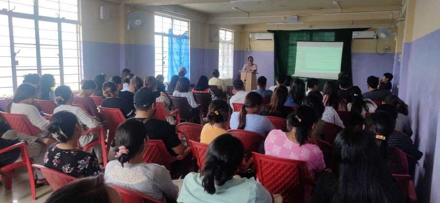 Block Programme Manager, Wakching, Shuiang Konyak presenting PowerPoint during the review meeting held on September 8.